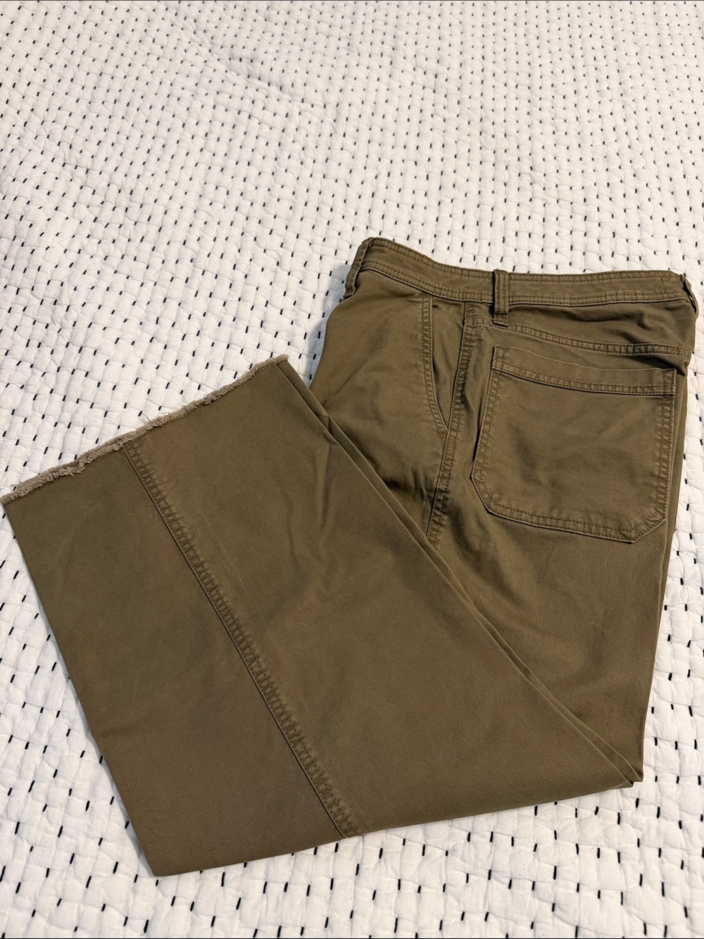 Women’s Olive Green Wide Leg High Rise Cropped Pants